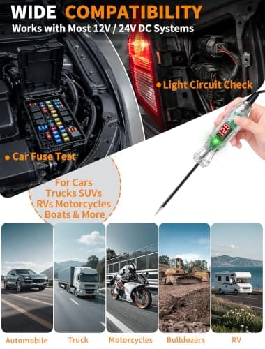 Automotive Test Light, 3-70V Digital LED Voltage Tester, Auto Circuit Tester with Voltmeter, Dual Polarity Indicator and Stainless, Bidirectional Electrical Voltage Test Pen for Car/Truck/SUV Checker - Thumbnail 6