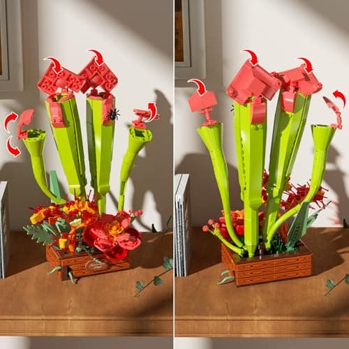 JAKI Carnivorous Plant Bonsai Building Set - Sarracenia Pinguicula Drosera Artificial Plant Model Toy for Desk or Home Decor, Gift Idea for Nature Lovers Adult Kids 12+ - Thumbnail 5