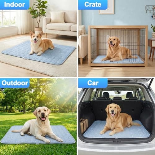 Lesguyor Dog Cooling Mat Q-MAX>0.5 Self-Cooling Mat for Dogs Crate Pad for Dogr, 2-in-1 Long-Lasting Cool Mats and Soft Kennel Pad for Dogs, Easy Washable Mat for Bed Crate Car - Thumbnail 6
