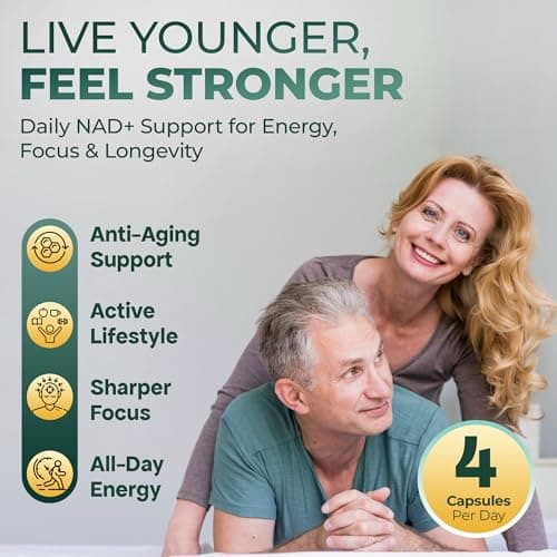 UPLIFE NAD+ Supplement 1,372mg Liposomal NAD+ with CoQ10, Resveratrol, Spermidine, L-Theanine, Apigenin & PQQ NMNH Alternative Booster for Cellular Energy, Healthy Aging, Immune Health 120 Capsules - Thumbnail 4