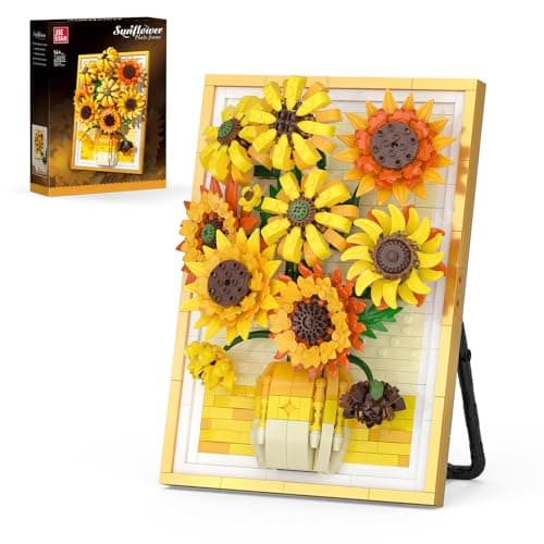 Cogibrix Sunflowers Wall Art for Living Room & Bedroom, Botanicals Building Sets, Flowers Building Blocks for Adults Women, Sunflower Decor Paintings,Wall Decorations for Home Office, Ideal Gifts