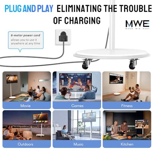 OHYEAHSPIN 43 Inch Portable TV Smart Touch, 4K Rotatable TV LCD Display with Wires plugged in use, Android OS, Touch Screen, Type-C, USB, HDMI Port, on Wheels - Thumbnail 3