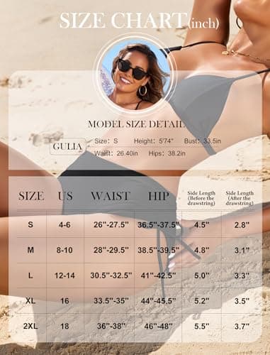 HUSKARY Bathing Suit Bottoms for Women Low Waisted Bikini Bottom Full Coverage Quick-Drying Side Tied Cheeky Swim Briefs Black Large - Thumbnail 6