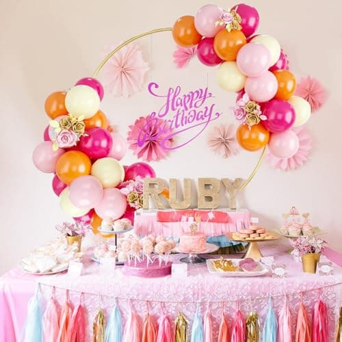 Balloons Pink Orange Yellow, 50PCS Pink Yellow Orange Balloon Arch Kit, Latex Party Balloons for Birthday Decoration Wedding Baby Shower Engagement Balloons Decoration Party Supplies - Thumbnail 6