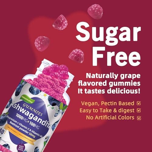 Wekannufod Ashwagandha Gummies 1000mg, 60 Count – Organic Root Extract, Daily Adaptogen Gummies, Non-GMO, Sugar Free & Gluten Free - Thumbnail 6