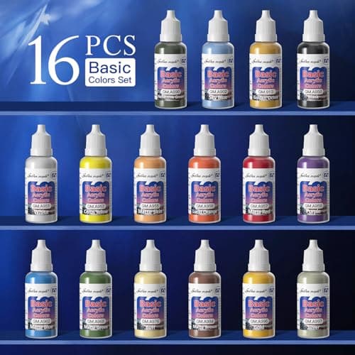 Basic Color Miniature Paints Set - 16 x 20ml Basic Colors Miniature Painting Kit, with 1PC Kolinsky Sable Paintbrush, Acrylic Model Paint Set for Miniature Painting - Thumbnail 6