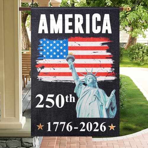USA 250th Anniversary Flag - 28x40 Inch Double Sided Garden Flag with Statue of Liberty, 4th of July Decorations Outdoor for US 250th Celebration, 1776-2026 Independence Day Patriotic Decorations - Image 1