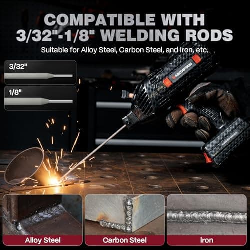 ARCCAPTAIN Stylish Handheld Welder, 110V Portable Welding Machine with IGBT Inverter, 120A Stick Welder with Auto Darkening Goggles and Upgraded Ground Clamp, Fits for 3/32"-1/8" Welding Rods - Thumbnail 4