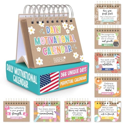 Hadley Designs Daily Motivational Quotes for Desk - Inspirational Desk Calendar 2026, Motivational Desks Calendars 2026, Perpetual Calendar, Daily Affirmations for Women, Teacher Appreciation Gifts - Image 1