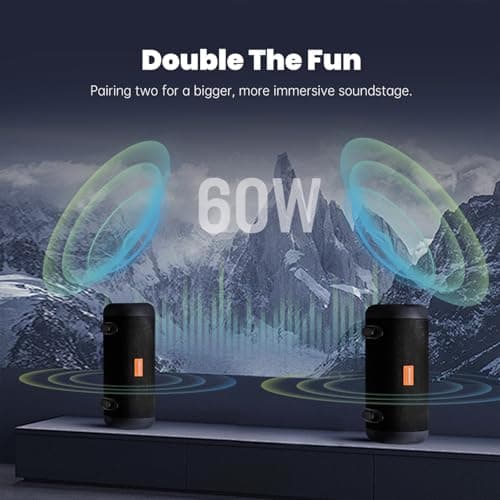 Jabees Whale Bluetooth Speaker with IPX7 Waterproof, 30W Portable Bluetooth Wireless Loud Stereo Sound, 15H Playtime, Built-in Power Bank, Outdoor Wireless Speaker - Thumbnail 4