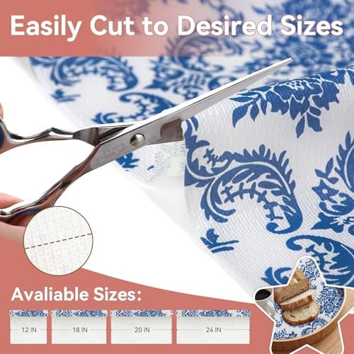 RAY STAR 18" x 8 Ft Shelf Liner for Kitchen Cabinets, Non-Adhesive Cabinet Liner Washable, Drawer Liner for Dresser Non-Slip Bathroom [Blue Damask] - Thumbnail 3