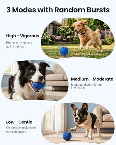Interactive Dog Toys, Automatic Rolling Ball Toy with Teeth-friendly Bumps, Remote Control, 3 Motion Modes, Rechargeable Dog Ball with ETPU Material, IP67 Waterproof for Medium and Large Dogs - Thumbnail 4