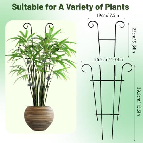 25.6 Inch Plant Trellis for Climbing Plants, 4 Pack Metal Garden Trellis for Potted Plants Indoor House Plant Climber Support Stakes with Plant Clips for Monstera Pothos Hoya Ivy Flower - Thumbnail 2