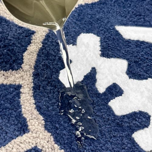 Shovagy Trippy Happy Face Rug Cool Rugs Tufted Quick Dry Bath Mats for Bathroom Non Slip Bath Mat Water Absorbent 2FT Navy Blue Bathroom Rugs Halloween Gothic Ghost Skull Horror Decor Carpet - Thumbnail 4