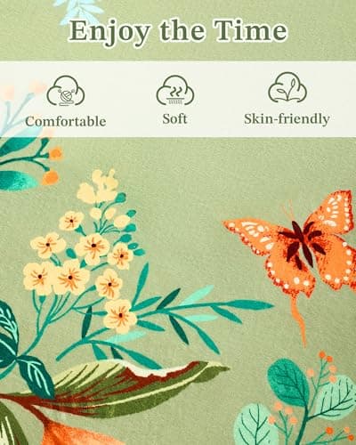 Carvapet 5x7 Scalloped Area Rug, Washable Floral Botanical Low Pile Boho Rugs for Living Room Bedroom Nursery, Non Slip Soft Stain Resistant, Green Indoor Carpet - Thumbnail 4