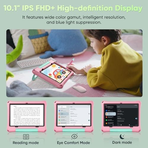 aiprotablet Kids Tablet, Android 16 Tablet for Kids 10 inch Octa-Core 2.2GHz with Case, 30GB RAM 64GB ROM, 2TB Expand, Parental Control, Dual Camera, BT, WiFi, with Keyboard Mouse Stylus, Gift (Pink) - Thumbnail 4