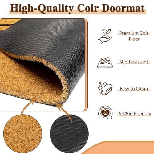 Fincekoom Personalized Natural Coco Coir Door Mat with Heavy Duty Backing Custom Non-Slip Front Door Welcome Mats for Outside Entrance or Porch Entry Housewarming Gift for Home Decor - Thumbnail 5