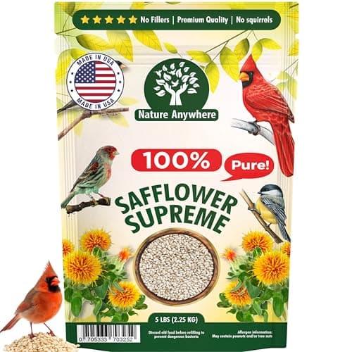 Nature Anywhere Safflower Bird Seed for Outside Feeders Safflower Supreme, 100% Pure Safflower Seed, Made in USA, No Fillers, Premium Wild Bird Food - Image 1