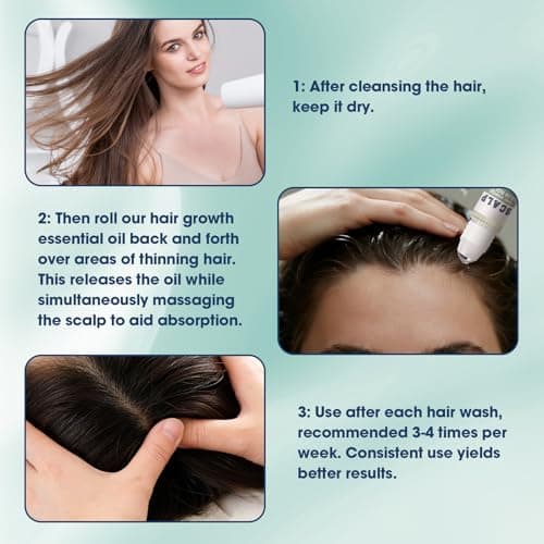 Hair Growth Serum Roll On, Suitable for All Hair Types Prevents Hair Loss Nourishes Hair Follicles Achieve Thicker Hair for Men & Women - Thumbnail 6