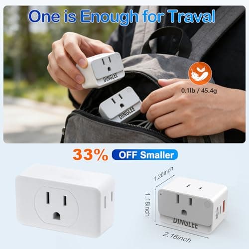 Outlet Extender 2 Pack, 2 AC Multi Plug Wall Outlet with 2 USB Ports (1 PD 20W USB C Charger), Outlet Splitter 3 Way Angled Wall Plug Adapter with Night Light, for Kitchen Bathroom Travel Cruise Ship - Thumbnail 4