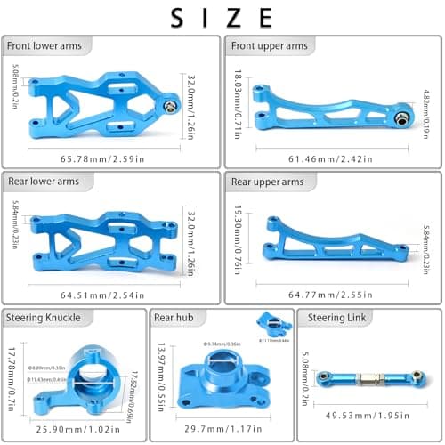 RC 1/16 Front and Rear Arm Upgrade Parts 8 Sets Shock Absorber Steering Block Rear Axle hub Aluminium Replacement Metal Suspension Accessories for SCY 16101 16102 JJRC Q130A Q141 Q117 RC Car - Thumbnail 2