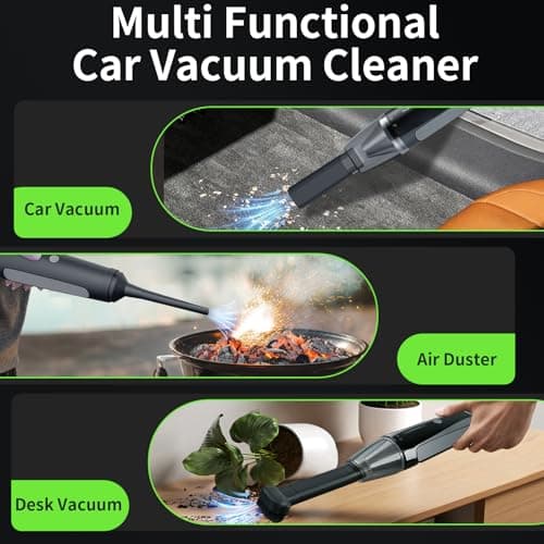 Car Vacuum, Handheld Vacuum Cordless 20000Pa Suction with 2 Suction Modes, 2-in-1 Portable Mini Car Vacuum Cleaner Cordless Vacuum Rechargeable Type-C Charge for Car, Office Desk, Keyboards（Black) - Thumbnail 6