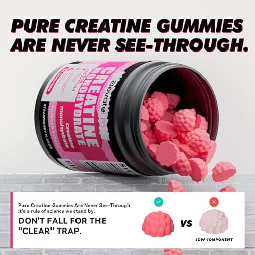 NSFCertified Creatine Monohydrate Gummies 5000mg for Men & Women, Chewables Creatine Monohydrate for Muscle Strength, Muscle Builder, Energy Boost, Pre-Workout Supplement(90 Count)-Strawberries - Thumbnail 3