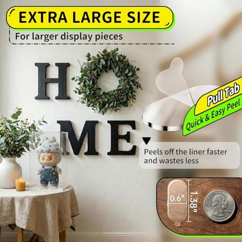 PHIXBEAR Extra Large Mounting Putty with Pull Tab, Removable Strong-Hold Clear Sticky Tack for Frames, Decor Signs & Display Pieces, No-Trace Double-Sided Adhesive Dots, 182 Pcs, 0.6" x 1.38" - Thumbnail 2