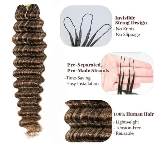 YWIGS Feather Crochet Human Hair Blend #4/27/30 Deep Wave 18" 100 Strands - Thumbnail 2