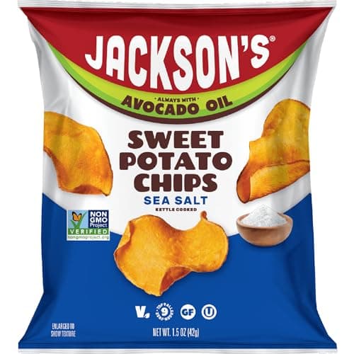 Jackson’s Potato Classic Kettle Chips with Sea Salt (1.5oz, Pack of 10) - Made with Premium Avocado Oil - Allergen-friendly, Gluten Free, Peanut Free, Vegan, Kosher - Shark Tank Product