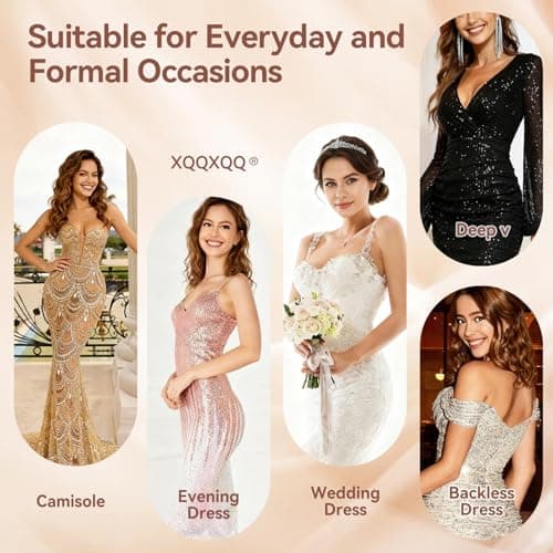 Strapless Sticky Bra Invisible Adhesive Bras with Front Clasp Silicone Stick on Ladies Push Up Seamless Reusable (US, Cup Band, B, Beige + Navy) - Thumbnail 6