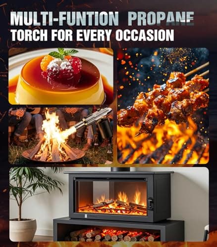 Powerful Propane Torch Gun, Kitchen cooking Torch lighter with Adjustable Flame, Flame Thrower Gun Butane Torch for Searing Steak, BBQ, Campfire, Fireplace (Tank Not Included)(Camouflage) - Thumbnail 4