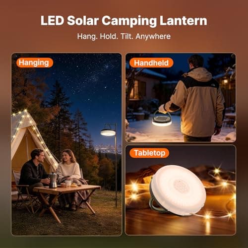 OGERY Solar Camping String Lights, 5400mAh/ 49.2FT/ 11 Modes Rechargeable Camping Lights Outdoor/Indoor, 4-in-1 Quick Storage Fairy Tent Lights Portable LED Lamp for Patio Yard Party Decor Essentials - Thumbnail 6
