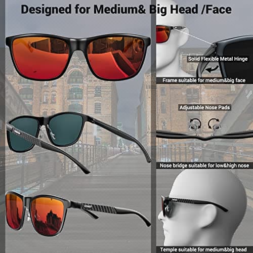 ROCKNIGHT Polarized HD Oversized Sunglasses for Women Red Reflective Sunglasses Boating Red Sunglasses Fashion Metal Frame - Thumbnail 3