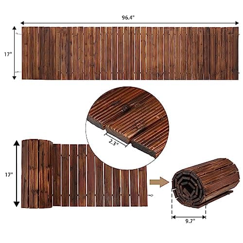 Spurgehom 8FT Wooden Garden Pathway Straight Outdoor Walkway Roll Out Cedar Wood Patio Flooring Path Decorative Lawn Patio Pavers Boardwalk Beach Wedding Party (Brown) - Thumbnail 4