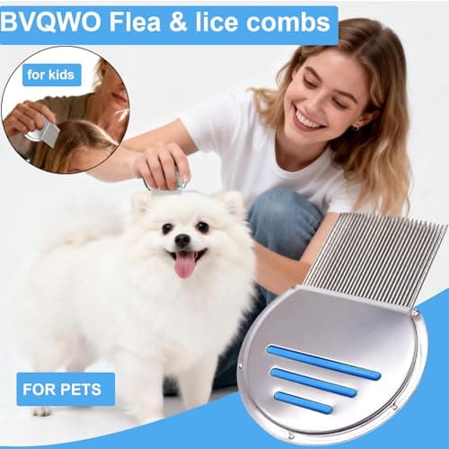 Flea Comb for Cats,Lice Comb for Kids-Stainless Steel Nit Comb Quick Results for Head Lice,Human Pets Peine Para Piojos-Thick Hair&Fine Hair (BLUE) - Thumbnail 2