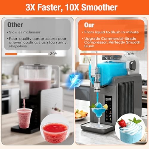 Kourice Slushie Machine No Ice Needed Slushy Machine 92oz Capacity Margarita Machine with 6 Preset Programs LED Display Self-Clean Frozen Drink Maker for Slush Margaritas Smoothie Frappés Milk Shakes - Thumbnail 4