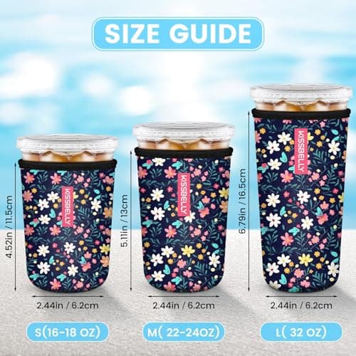 Reusable Neoprene Cup Sleeve for Iced Coffee Cups, 3 Pack Iced Coffee Cup Insulator Sleeve for Iced & Hot Drinks Durable Beverage Cooler Holder for Iced Coffee & Cold Soda - Thumbnail 2