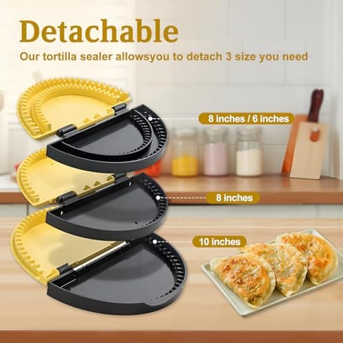 3-in-1 Tortilla Sealer - Adjustable Size For 6"-8-10" Crust,Detachable Tortilla Sealer Leak-proof Shark Tooth Design Dishwasher Safe, Suitable for Burritos,Dumplings,Pancakes (Yellow) - Thumbnail 2