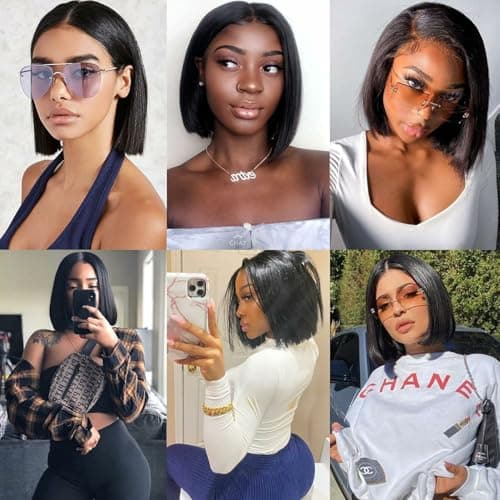 Human Hair Bundles Straight 4 Bundles with Closure 10A Unprocessed Human Hair Brazilian Virgin Hair Bundles 50g/Pcs Natural Black Hair Extensions(12"12"12"12"with 10"Closure) - Thumbnail 3