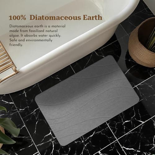 Robinuspc Stone Bath Mat, Quick Drying Bath Mat for Bathroom, Diatomaceous Earth Mat, Quick Dry Shower Mat, Fast Absorbent, Elegant Design, Easy to Clean - Grey 23.6×15.35 - Thumbnail 6