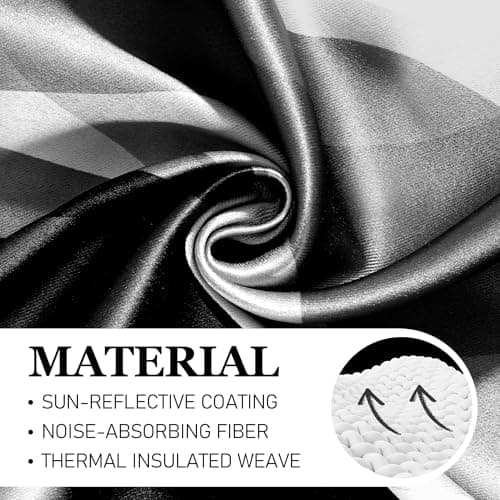weesire Black and Grey Curtains Modern Striped Decorative 50% Light Blocking Darkening Grommet Grey Curtain for Living Room Villa, Bedroom Gray and White 2 Panels Set, 52x96 Inches - Thumbnail 6