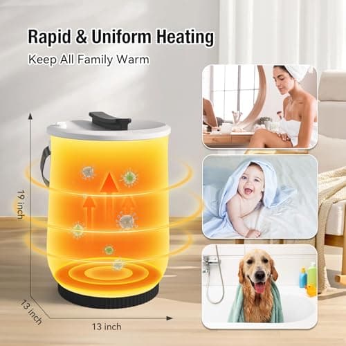 Heated Towel Warmer for Bathroom, Large Towel Warmer with Heating Timer, LED Display, Auto Shut-Off, Safety Lock, Towel Warmer Fits Two 40"x70" Oversized Towels, Bathrobes, Blankets - Black - Thumbnail 2