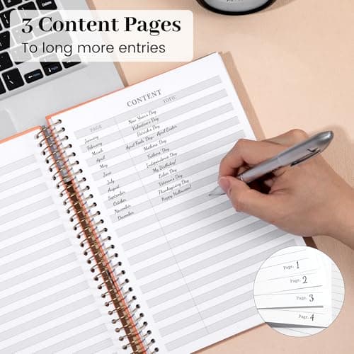 Yoment Hardcover B5 Spiral Notebook 200 Pages with Folder Pockets, College Ruled Notebooks for School Home 7 X 10 Aesthetic Cute Notebooks for Women, Orange - Thumbnail 2