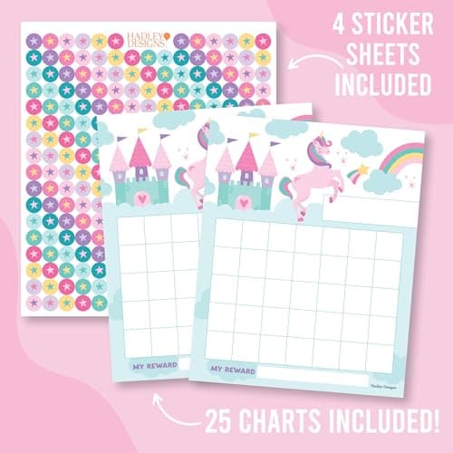 Sticker Chart for Kids Behavior at Home & Classroom - 25 Reward Chart for Kids Incentives, Gold Star Sticker Sheets, Unicorn Incentive Charts for Classroom Must Haves - Thumbnail 2