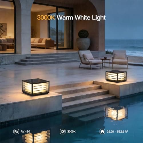 MVBT 11.8'' Solar Post Lights Outdoor, Glass Solar Pillar Lights Outdoor - Thumbnail 3