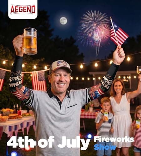 Aegend Arm Sleeves for Men Father's Day July 4th,1776-2026 250 American Flag Arm Sleeves for Baseball Football Basketball (America 02) - Thumbnail 3
