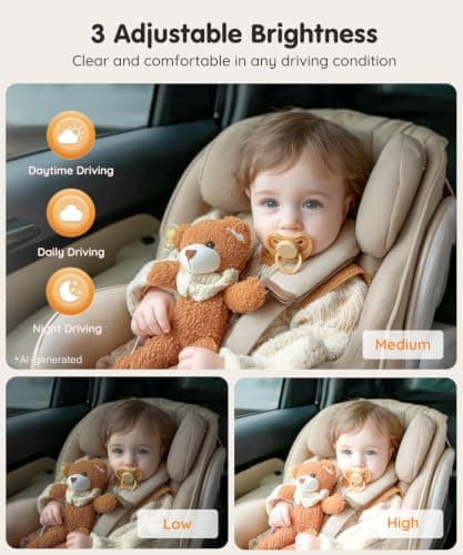 Babyvue BV3 PRO Baby Car Camera for 2 Kids - 7.2" Large HD Display Dual Channel Baby Monitor, 1080P IR Night Vision Car Seat Camera, Easy Install Rear-Facing View – Ideal for Kids and Pet Safety - Thumbnail 4