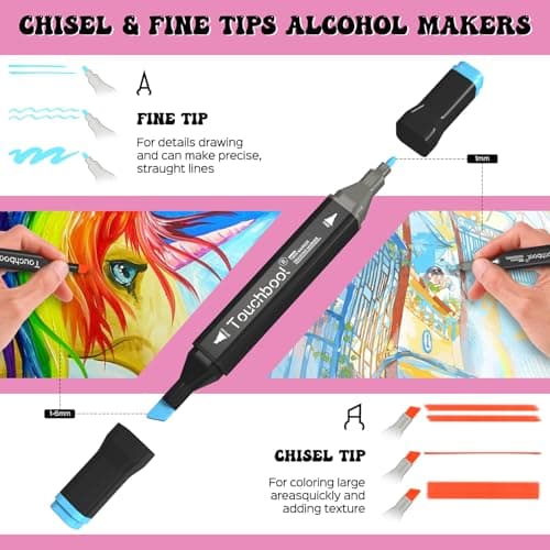Touchbool 80 Color Alcohol Markers,Dual Tip Art Marker Pen, Classic Series Alcohol Felt Permanent Markers, Animation Art Sketch Sketching, Alcohol-based Markers - Thumbnail 2