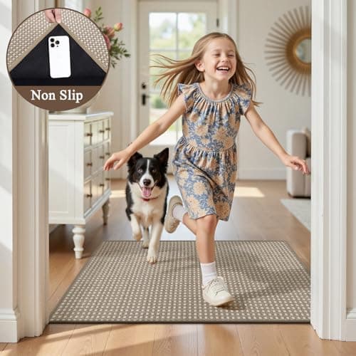 U'Artlines Door Mat 36"x59",Non Slip Rubber Backing Floor Mats, Absorbent Dirt Resistant Low-Profile Doormats, Front Door Mat Rug for Indoor Outdoor Entry, Patio, Porch Brown - Thumbnail 6